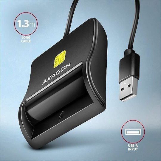Axagon Axagon Cre-sm3n Usb Cable Flatreader Usb-a Id Card Reader 1.3 M Cable