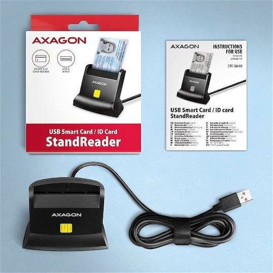 Axagon Cre-sm4n Smart Card Id Card Standreader Usb-a Cable 1.3 M