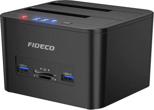 Fideco Docking Station pentru 2 Hard Disk-uri SATA 2.5" / 3.5" cu conectivitate USB 3.1 / USB 3.0