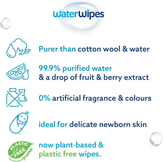 WaterWipes Hypoallergene Baby-Feuchttücher mit 99,9 % Wasser ohne Alkohol & Parabene 4x60 Stück