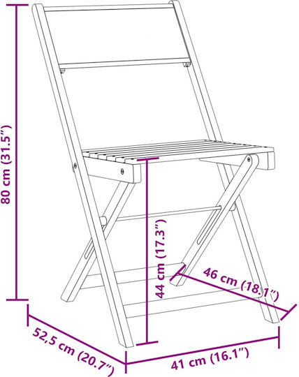 Outdoor Chair Wooden Masif Akakiaia 2pcs 38x32.5x85cm