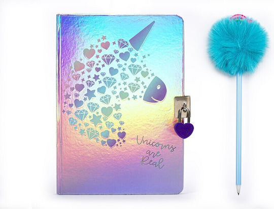 Tri-Coastal Design Caiet Pentru Copii Unicorn Holografic cu Caiet și Lacăt Multicolor