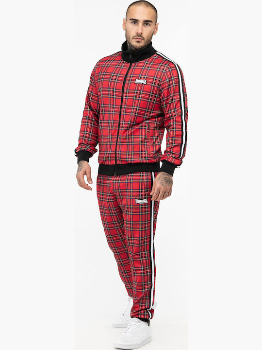 Men's Polyester Tracksuit & Jacket Lonsdale Royal Stewart Slim Fit Red Black