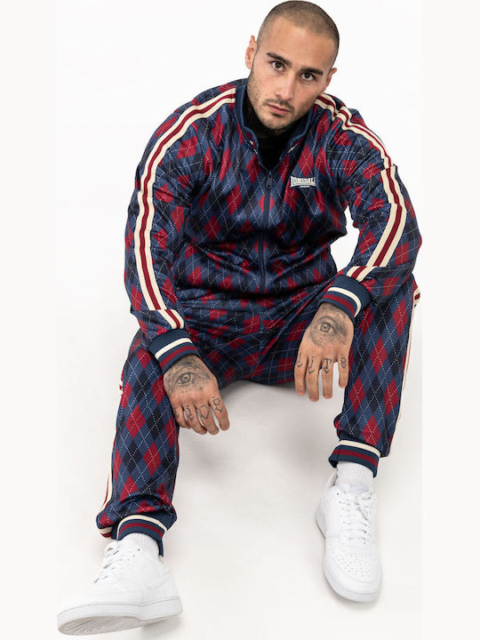 Ανδρικό Πολυεστερικό Σετ Φόρμα & Ζακέτα Lonsdale Redford Slim Fit Navy Red