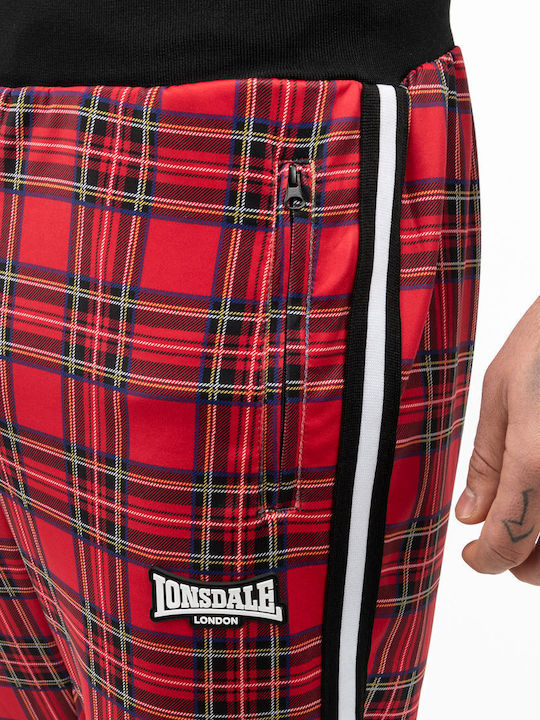 Men's Polyester Tracksuit & Jacket Lonsdale Royal Stewart Slim Fit Red Black
