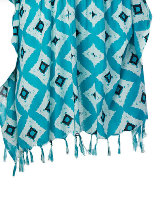 Achilleas Accessories Γυναικείο Κοντό Καφτάνι Παραλίας Turquoise