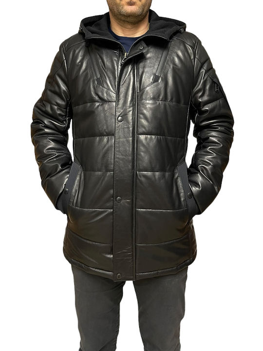 MARKOS LEATHER Herren Jacke Leder Schwarz