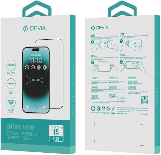 Devia Star Tempered Glass 1τμχ Μαύρο (iPhone 15 Plus)