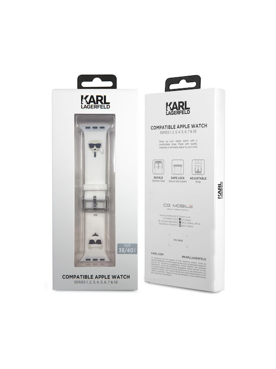 Karl Lagerfeld Karl & Choupette Heads Λουράκι Σιλικόνης Λευκό (Apple Watch 38/40/41mm)