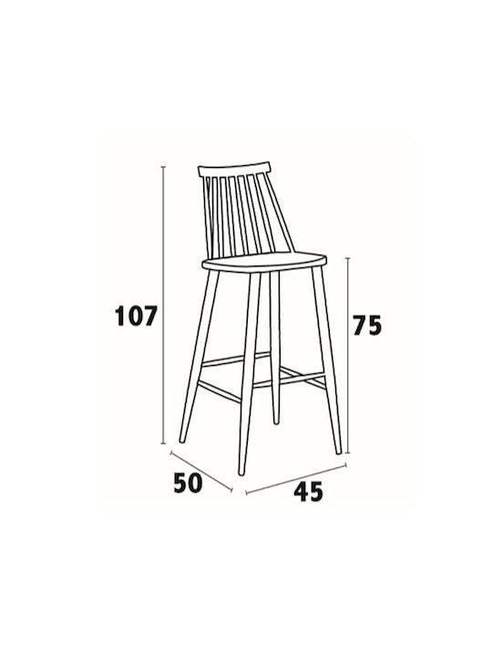 Stool Bar with Backrest made of Polypropylene Mirella White 45x50x75cm