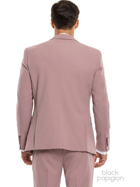 Men's Suit with Vest Pink