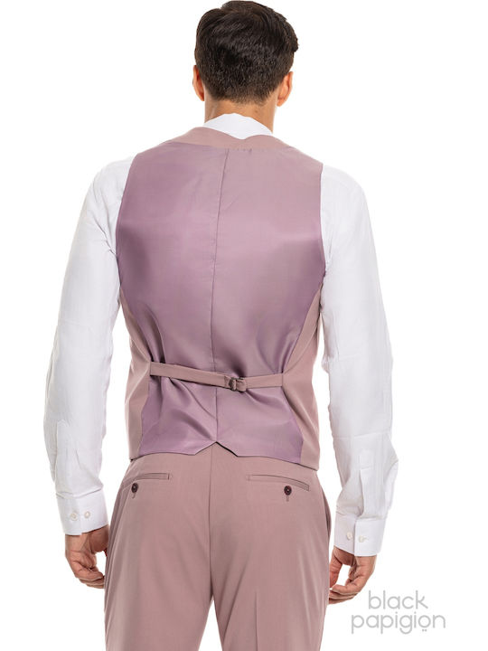 Men's Suit with Vest Pink