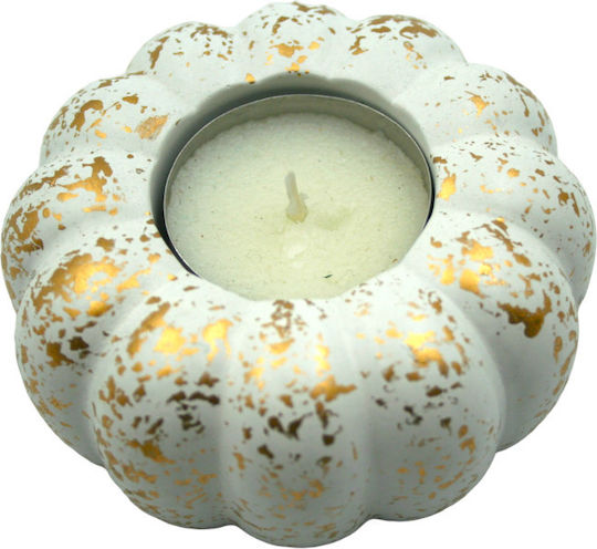 Favor de Nuntă Ceramică Design Dovleac Decorativ Alb-Auriu 8cm X 4.5cm M3000s