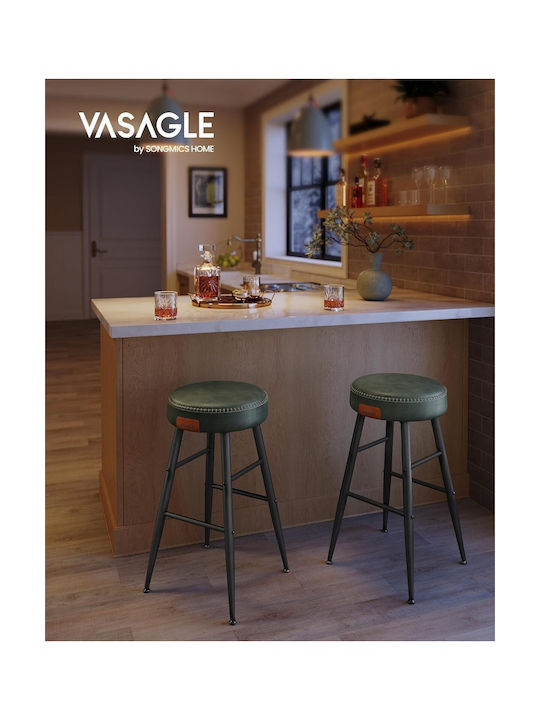 Stools Bar Leather Forest Green 2pcs