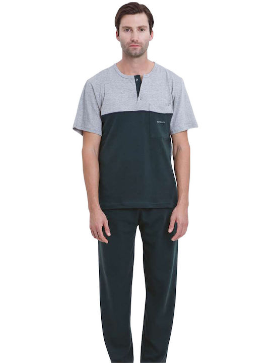 Herren Baumwoll-Pyjama-Set 3-teilig Odyssey S24-py-2813 245 - Cypress