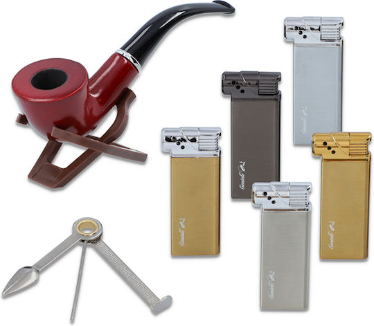 Set Klassische Tabakpfeife Md Braun Luxusfeuerzeug 40000192