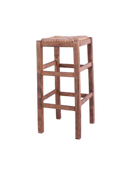 Stool Bar with Backrest Wicker Walnut 35x35x80cm