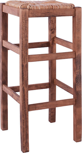 Hocker Bar mit Rückenlehne Korbweide Walnut 35x35x80cm