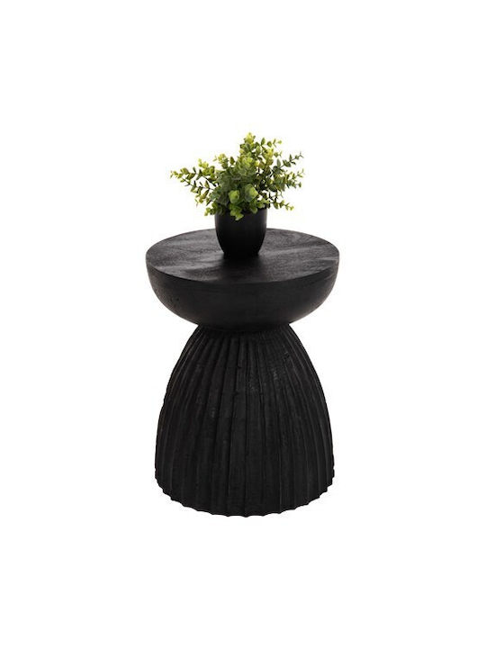 Stool For Living Room Wooden Scallop Black Velvet-Black Metal