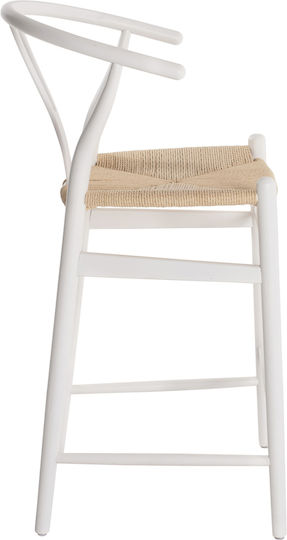 Stool Bar with Backrest Wicker Brave White 56x52x106cm