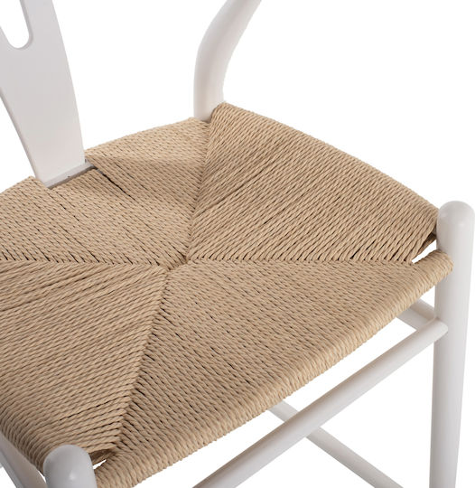 Stool Bar with Backrest Wicker Brave White 56x52x106cm