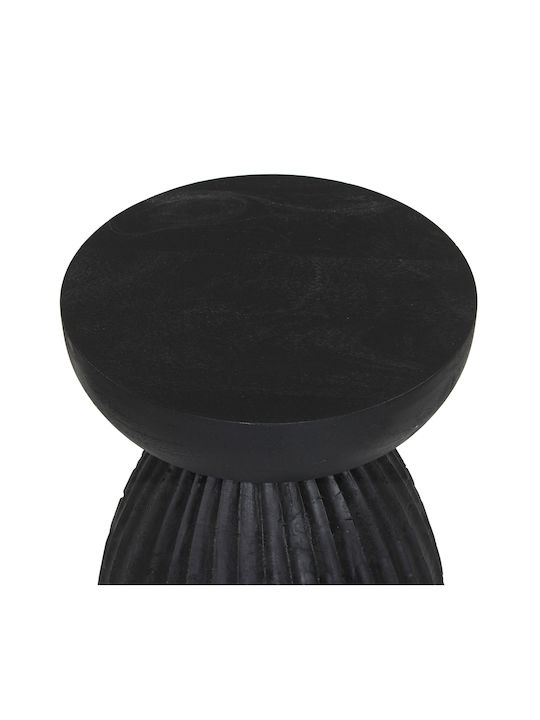 Stool For Living Room Wooden Scallop Black 35x35x45cm
