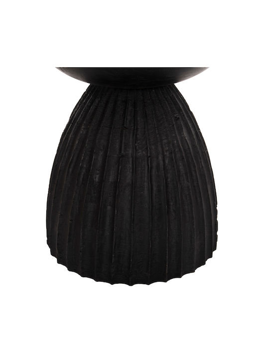 Stool For Living Room Wooden Scallop Black 35x35x45cm