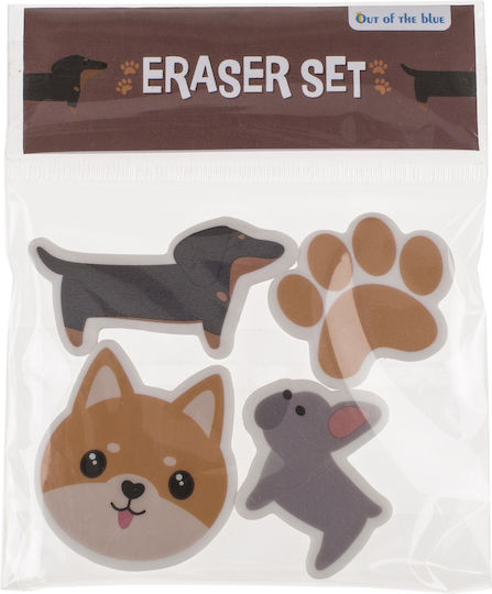 Multicolored Dog Erasers 12.5x6.5cm Set of 4