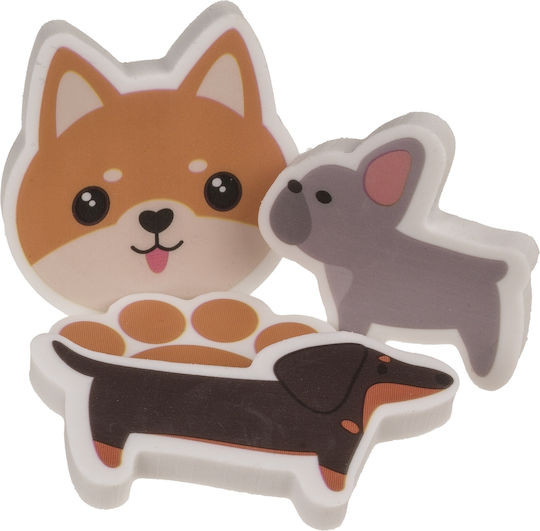 Multicolored Dog Erasers 12.5x6.5cm Set of 4