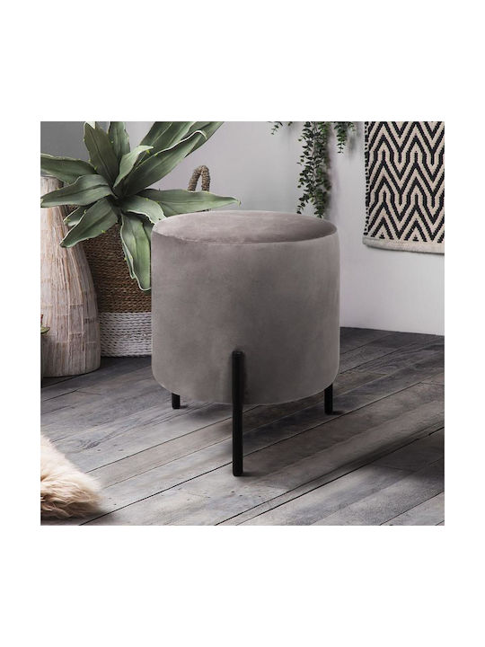 Stool For Living Room Upholstered with Velvet Lux Gray 33x33x38cm