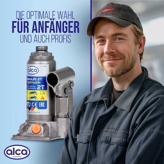 Alca Hydraulic Bottle Jack with Lifting Capacity up to 30.8cm and Weight Capacity up to 2 Tons