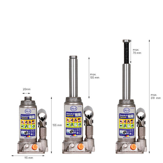 Alca Hydraulic Bottle Jack with Lifting Capacity up to 30.8cm and Weight Capacity up to 2 Tons