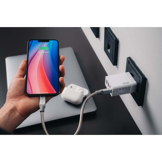 Verbatim Φορτιστής Χωρίς Καλώδιο με 3 Θύρες USB-A και Θύρα USB-C 30W Power Delivery / Quick Charge 3.0 Λευκός (CHR-30EU2)