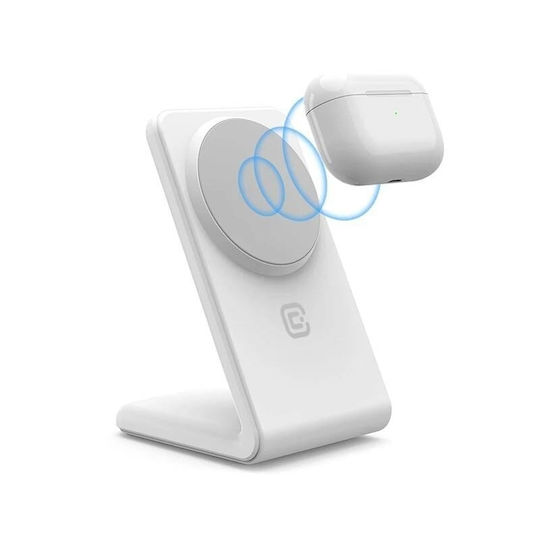 Crong Φορτιστής Magsafe 7.5W Power Delivery Λευκός (MagSpot Stand 2 in 1)