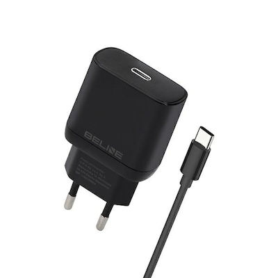 Beline Φορτιστής με Θύρα USB-C και Καλώδιο USB-C - USB-C 30W Power Delivery Μαύρος (BELI02176)