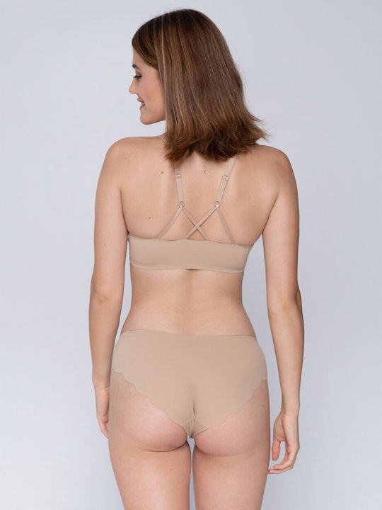 Luna Every.wear Hipster Baumwolle Hochtailliert Damen Boxer Nahtlos Beige