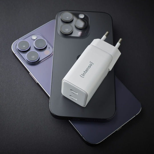Intenso Incarcător Fără Cablu GaN Cu 2 Porturi De Ieșire USB-C 40W Alb