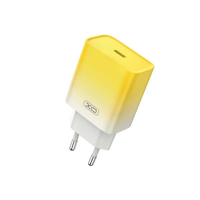 XO Charger Without Cable with USB-C Port 30W Power Delivery Yellow-White (CE18)