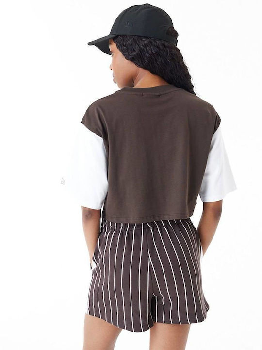New Era Damen Crop T-Shirt Brown