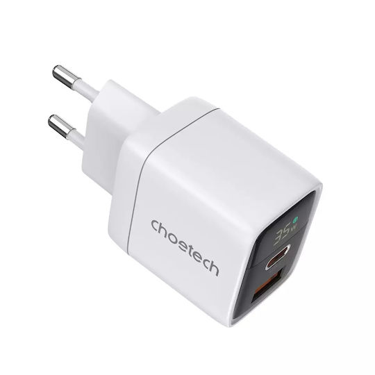 Choetech Зарядно Устройство Без Кабел GaN 35W Power Delivery Бяло