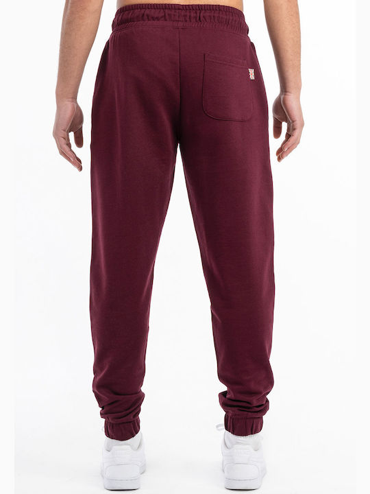 Lonsdale Herren-Sweatpants Fleece Oxblood/yellow