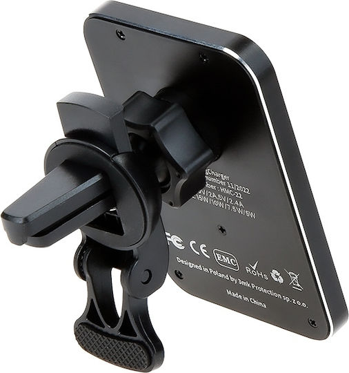 3MK Βάση Κινητού Αυτοκινήτου Hardy MagCharger με Μαγνήτη και Ασύρματη Φόρτιση Μαύρη