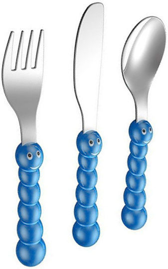 Cryspo Trio Set Baby Besteck Bloo aus Metall 3Stück