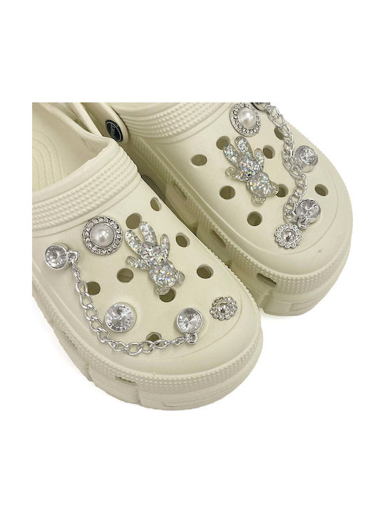 Women's Double Sole Slippers with Detachable Decorations Us-58878