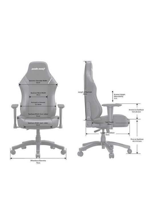 Anda Seat Luna Large Υφασμάτινη Καρέκλα Gaming με Ρυθμιζόμενα Μπράτσα Μαύρη