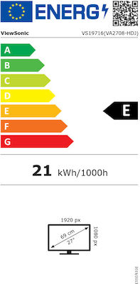 Viewsonic VA2708-HDJ IPS Monitor 27" FHD 1920x1080 με Χρόνο Απόκρισης 5ms GTG