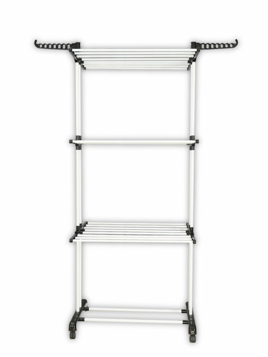 Herzberg Floor Garment Rack made of Metal Telescopic White 64x170cm