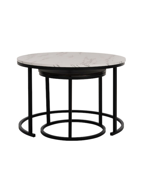 Round Wooden Marble Zigon Set 2 Pieces 80x80x48cm