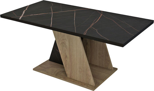 Rectangular Central Coffee Table Dile Wooden Natural-Black W110xD55xH47cm