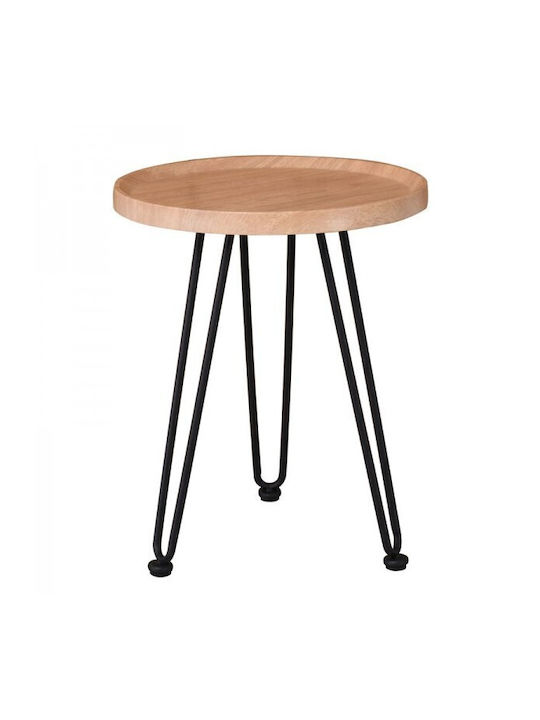 Round Side Coffee Table Matrix Wooden Beige W70xL70xH52cm EM965,1
